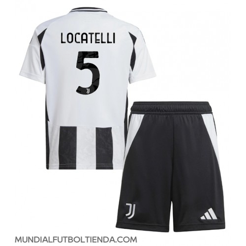 Camiseta Juventus Manuel Locatelli #5 Primera Equipación Replica 2024-25 para niños mangas cortas (+ Pantalones cortos)